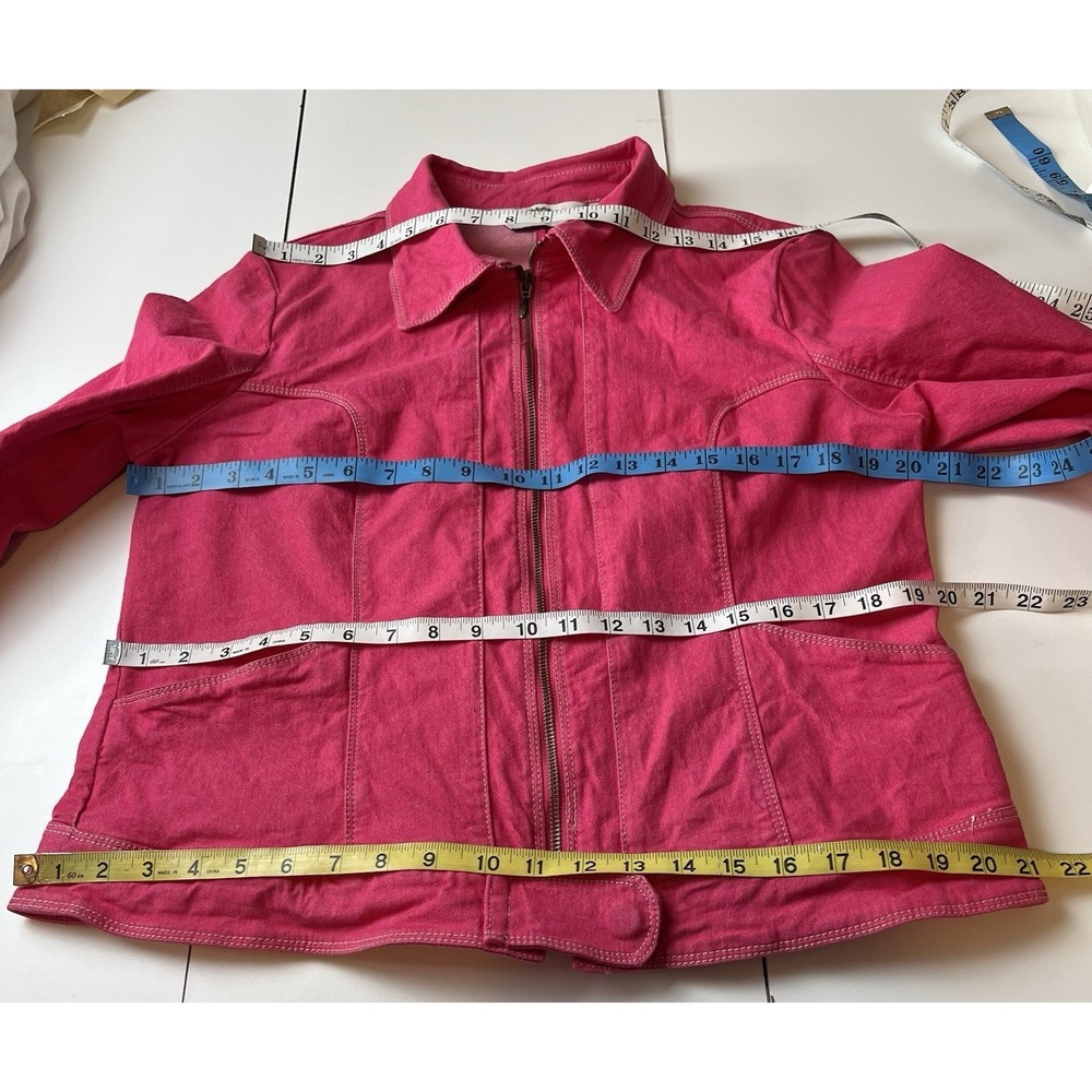 Orvis Women's Jacket Size 12 Hot Pink Denim Cotton Spandex Full Zip Coat - Picture 10 of 13